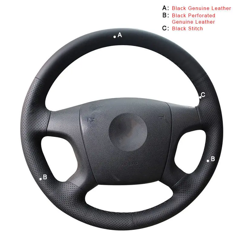 Genuine Leather Автомобильная оплетка на рулевое колесо для старых Skoda Octavia 2005-2009 Fabia 2005-2010 Авто колеса Чехлы для интерьера автомобиля-Стайлинг - Название цвета: Genuine Leather