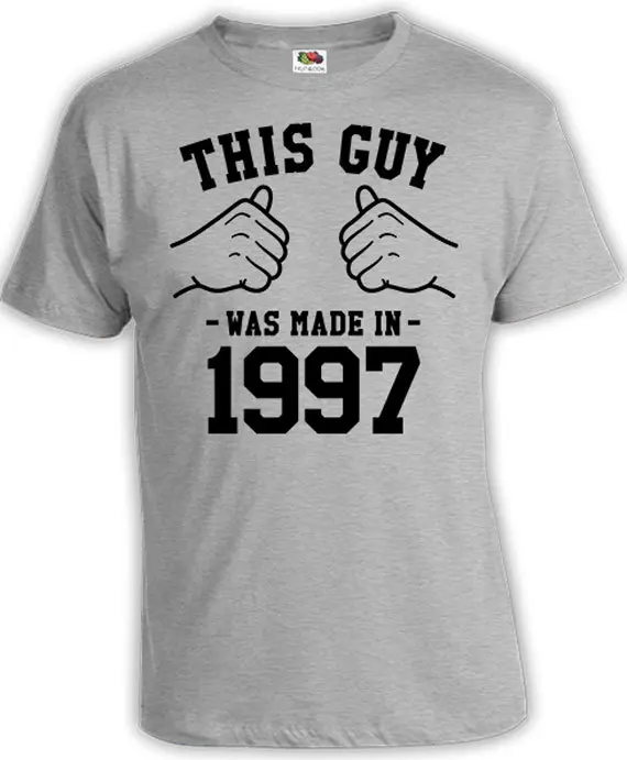

Birthday Shirt 20th Birthday T Shirt Gift Ideas Bday Present For Him This Guy Was Made In 1997 Birthday Mens Tee-A457