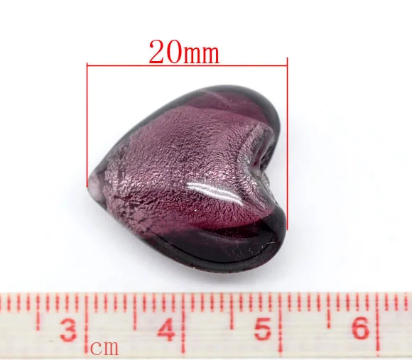 DoreenBeads 10 фиолетовые стеклянные бусины в форме сердца 20x20 мм (B08194) yiwu|jewelry quartz|jewelry