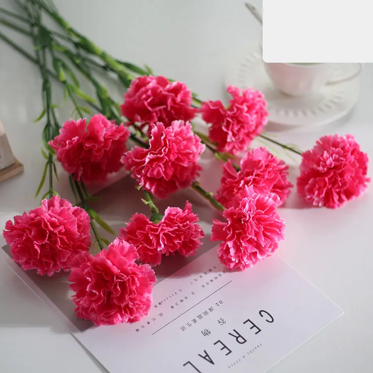 artificial flowers flower carnation silk branch wedding Bridal Bouquet Fall Vivid Fake Flowers For Wedding Home Decoration - Color: as the picuter