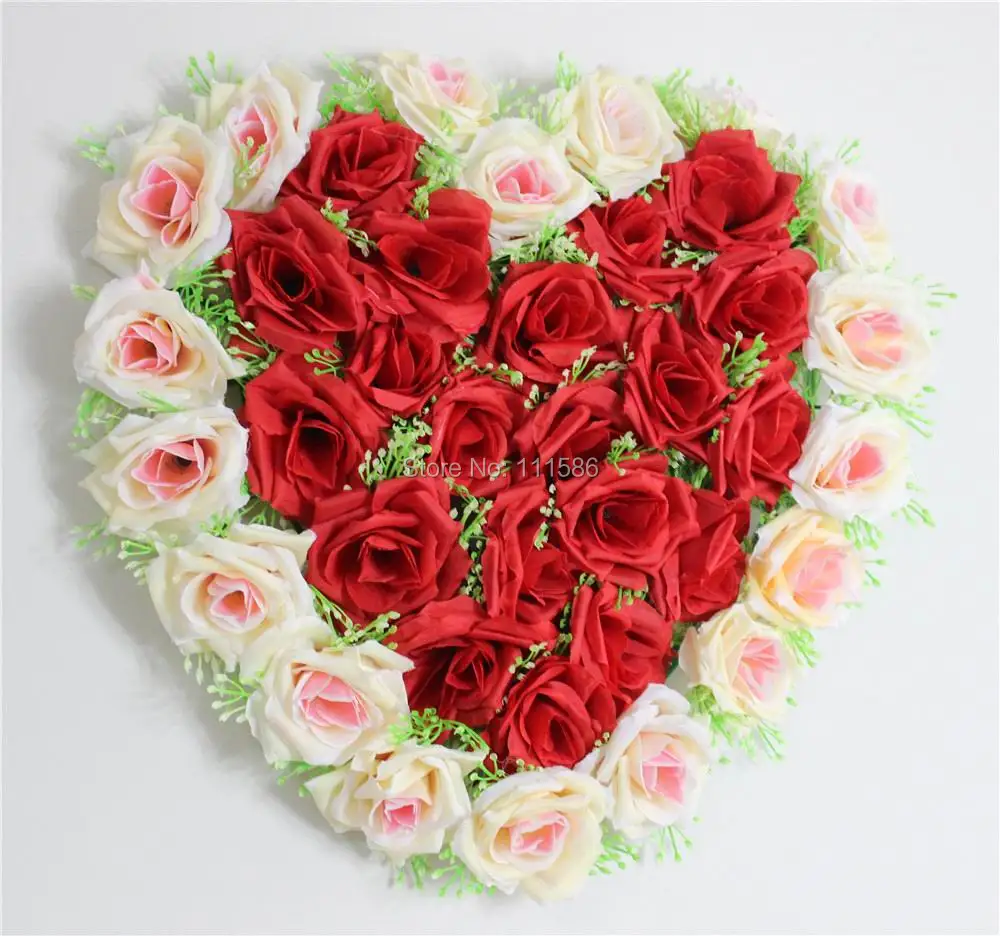 SPR 40cm Lovely Heart Shape Artificial rose Flower ball Wedding Car Wall Door Floral Decoration