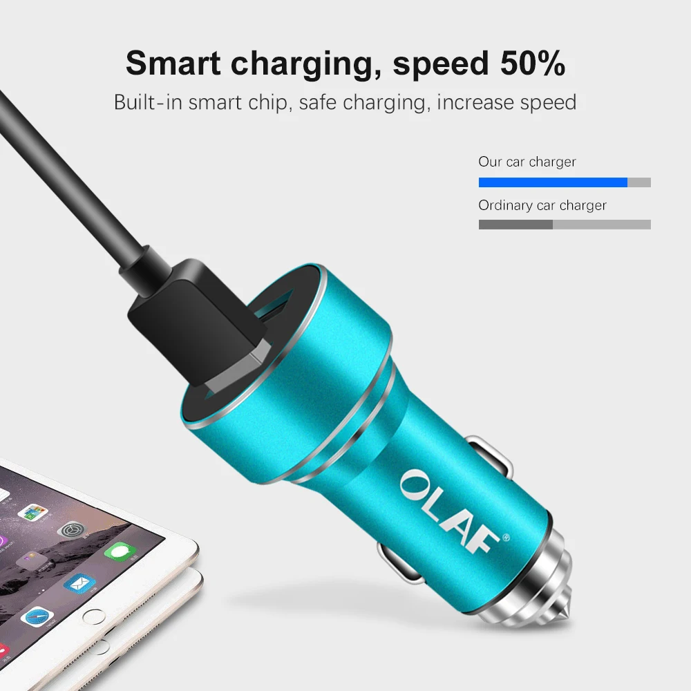 ЖК цифровой дисплей двойной USB Автомобильное зарядное устройство Olaf