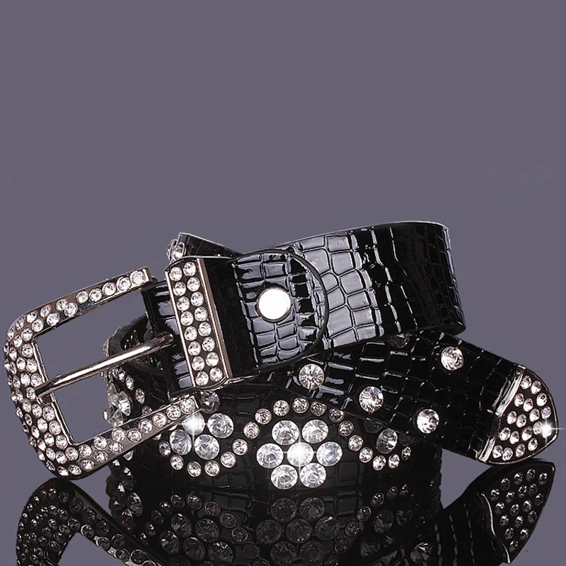 Женский кожаный ремень со стразами с пряжкой красный черный|designer leather belt|fashion