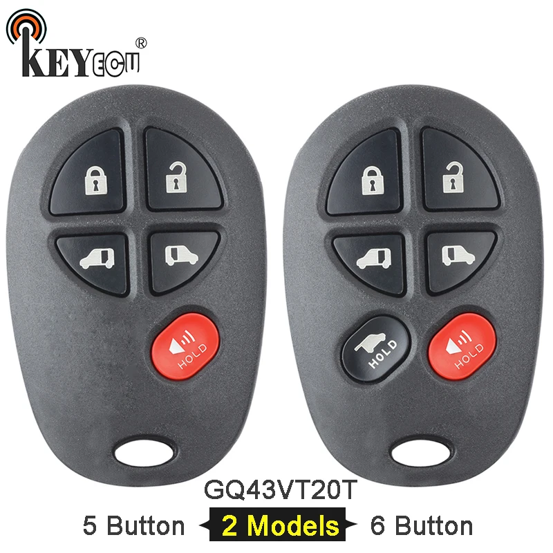 

KEYECU FCC ID: GQ43VT20T Replacement 4+1 5/ 5+1 6 Button Remote Car Key Fob for Toyota Toyota Sienna 2004-2016
