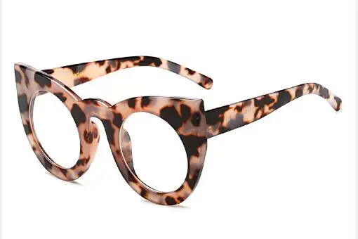 Прятки мода sexy круглый cat eye солнцезащитные очки градиент белый черный большой дамы солнцезащитные очки для женщин кошачий глаз роскошь óculos - Цвет линз: pattern with clear