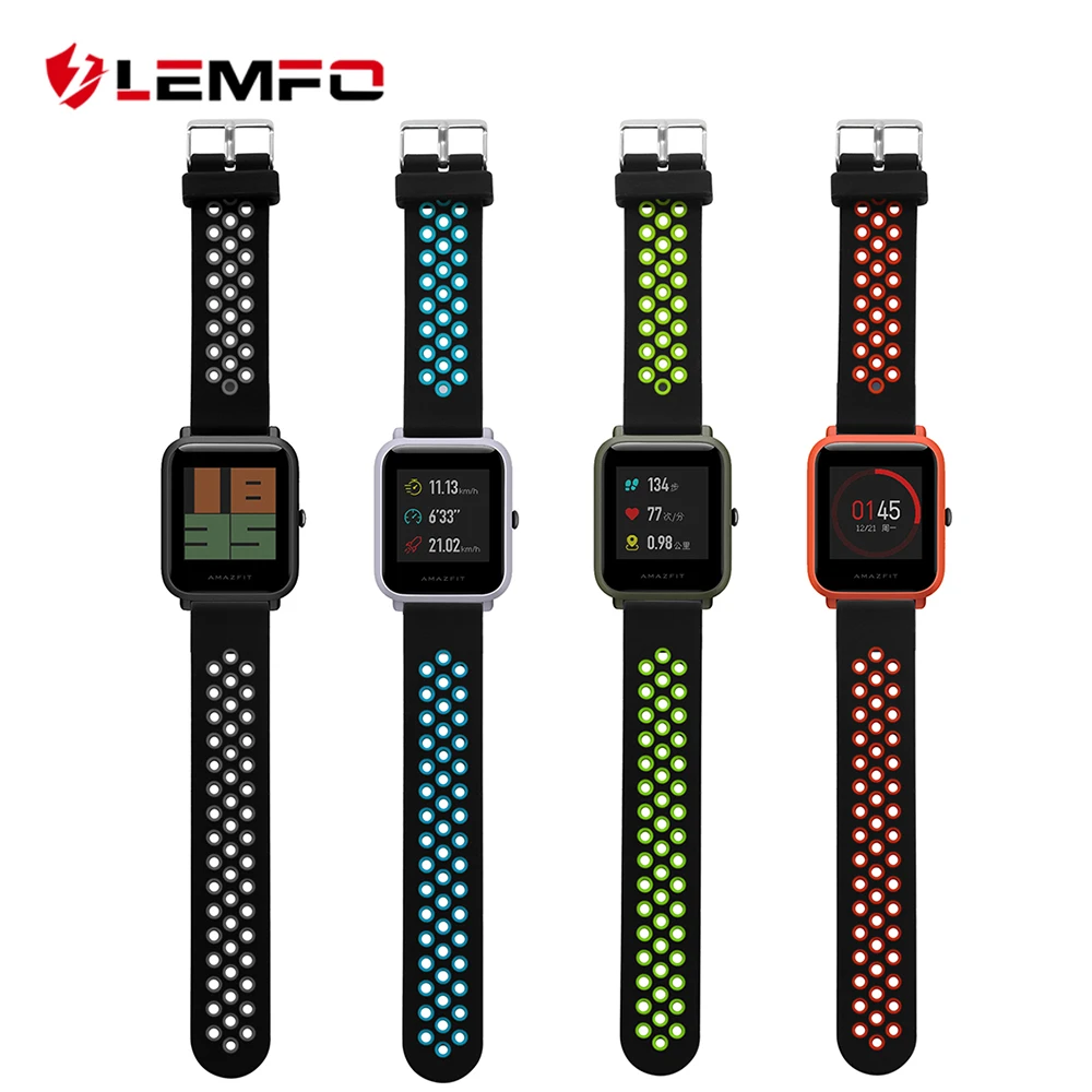 LEMFO оригинальный умные аксессуары для Xiaomi Amazfit Bip Smart Watch 20 мм молодежный Спорт