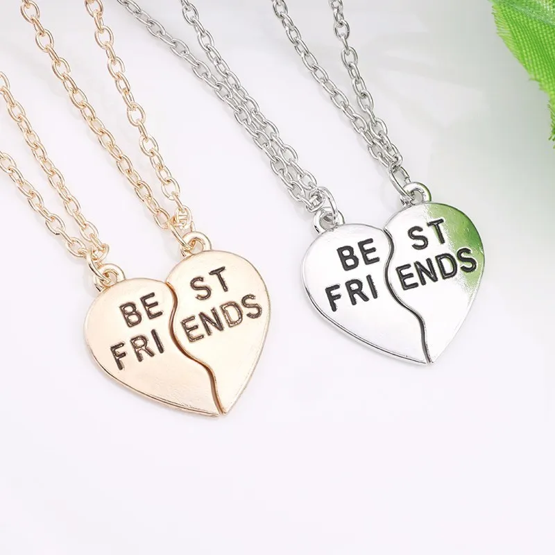 2 шт./компл. ожерелья с подвесками Best Friends золотистые двухцветные в форме сердца