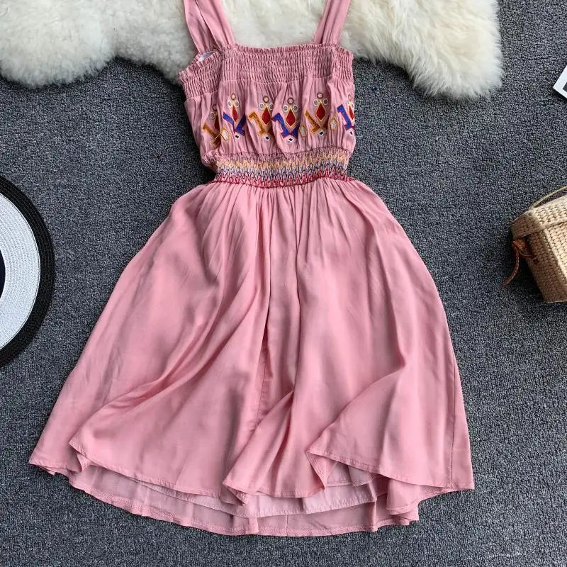 ALPHALMODA, новинка, богемное летнее платье с цветочной вышивкой, для женщин, для тяжелой работы, Вышитый Сарафан, Пляжное Платье
