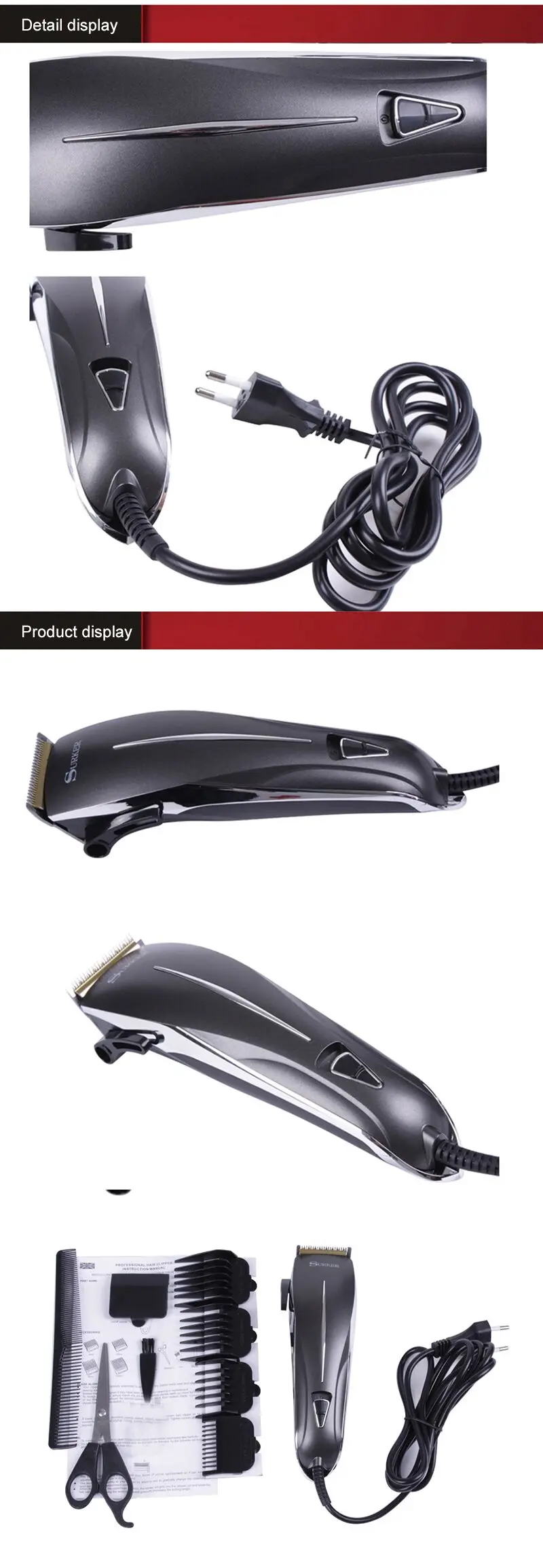SURKER SK-5607, Электрический проводной триммер для волос, профессиональная семейная домашняя стрижка, машинка для волос, салонная машинка для стрижки волос, EU Plug