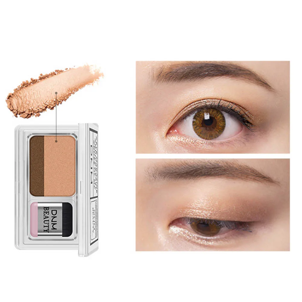Lazy Double Color Eye Shadow Makeup Palette Shimmer Eyeshadow Makeup Waterproof Mineral Powder Double-layer Eye Shadow Cosmetics