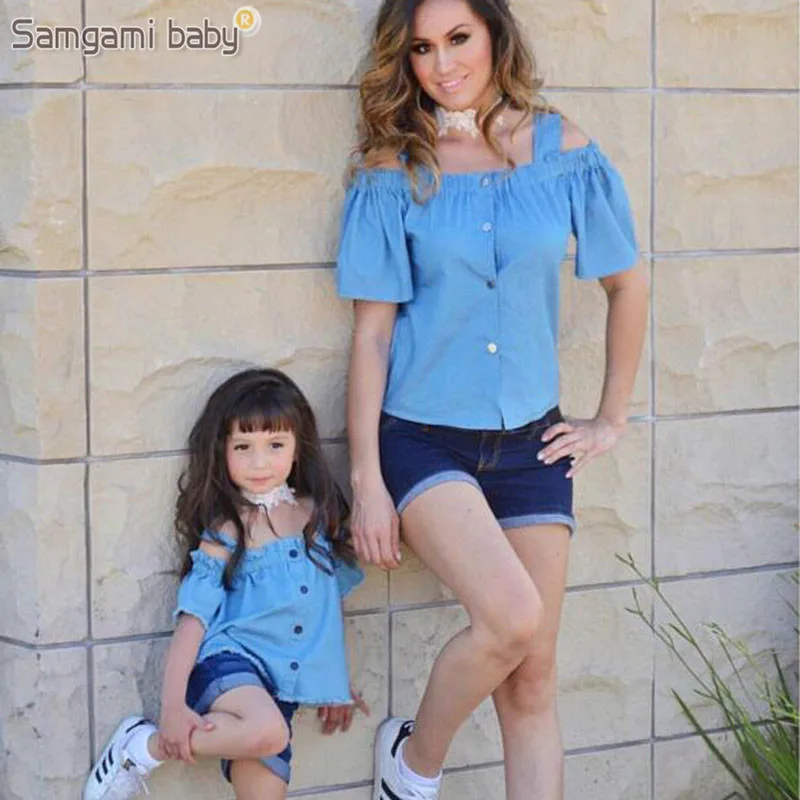 SAMGAMI летние топы с коротким рукавом и шорты для родителей детей девочек мамы