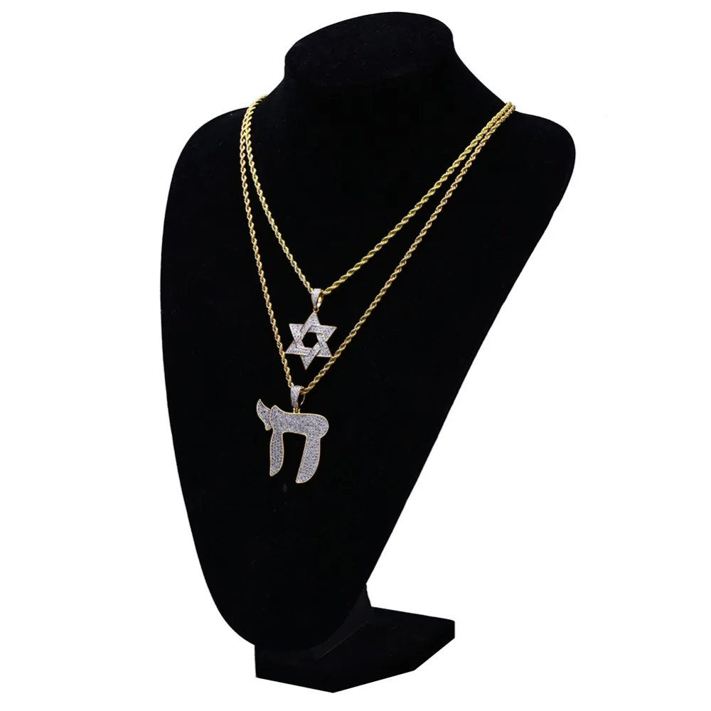 TOPGRILLZ позолоченное покрытое Iced Out Micro Pave CZ камень еврейский символ Chai Подвески ожерелье хип-хоп для мужчин и женщин