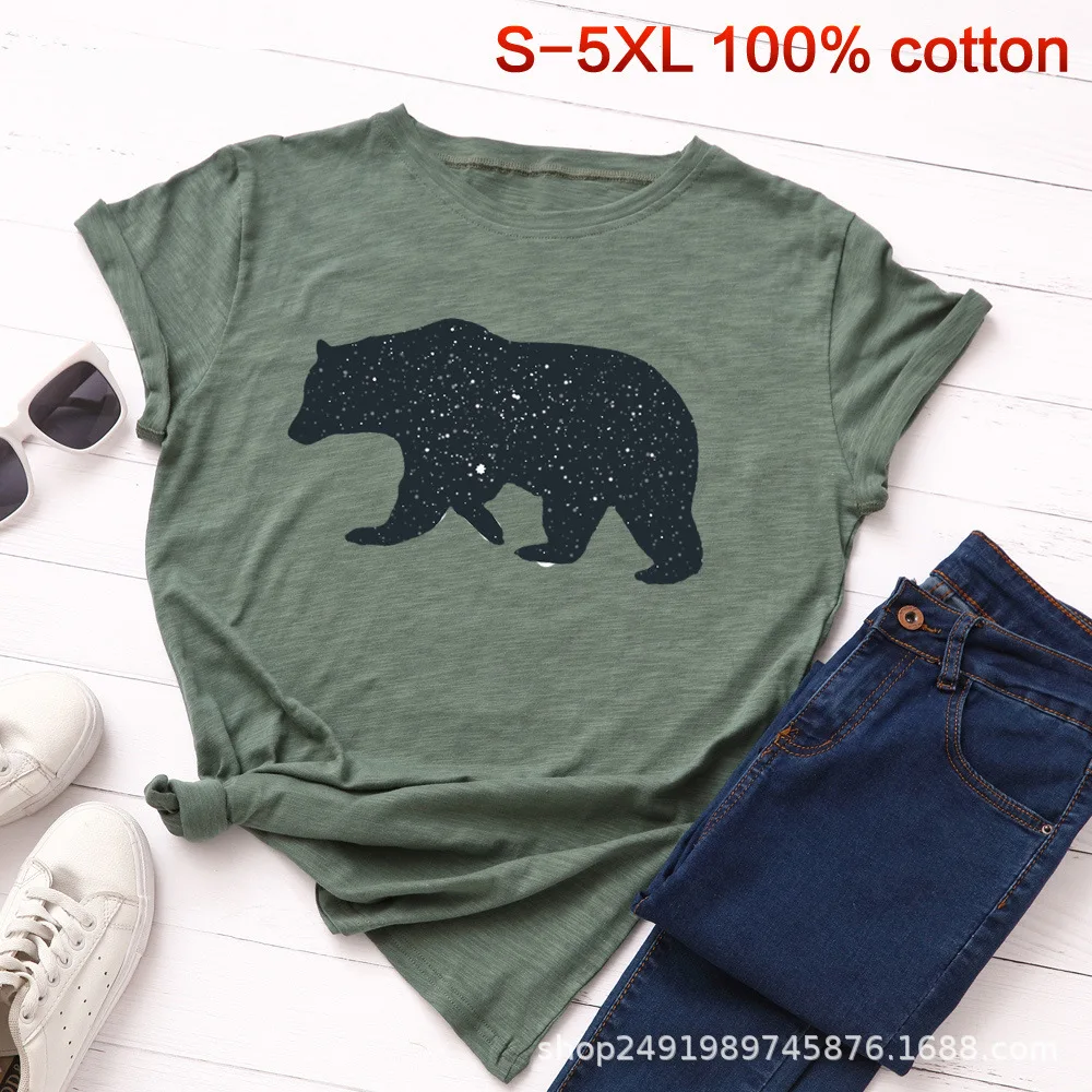 SINGRAIN Polar Bear, футболка с принтом, Женская Повседневная хлопковая футболка, S-5XL, базовые Топы с животными, яркие цвета, негабаритные летние футболки с рисунком