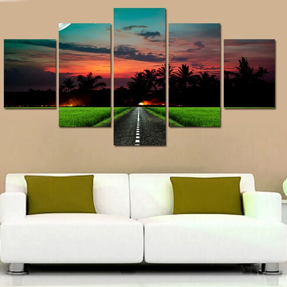 

Sunset Landscape Pictures 5 Pcs Wall Art Abstract Oil Painting On Canvas Print Painting Home Decoration
