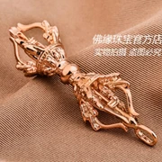 18k rose gold Настоящее 18 К твердого желтого золота Лаки амулет Буддизм религиозных палку кулон Цепочки и ожерелья ювелирных украшений для Для мужчин Для женщин подарок Прямая - Цвет камня: 18k rose gold