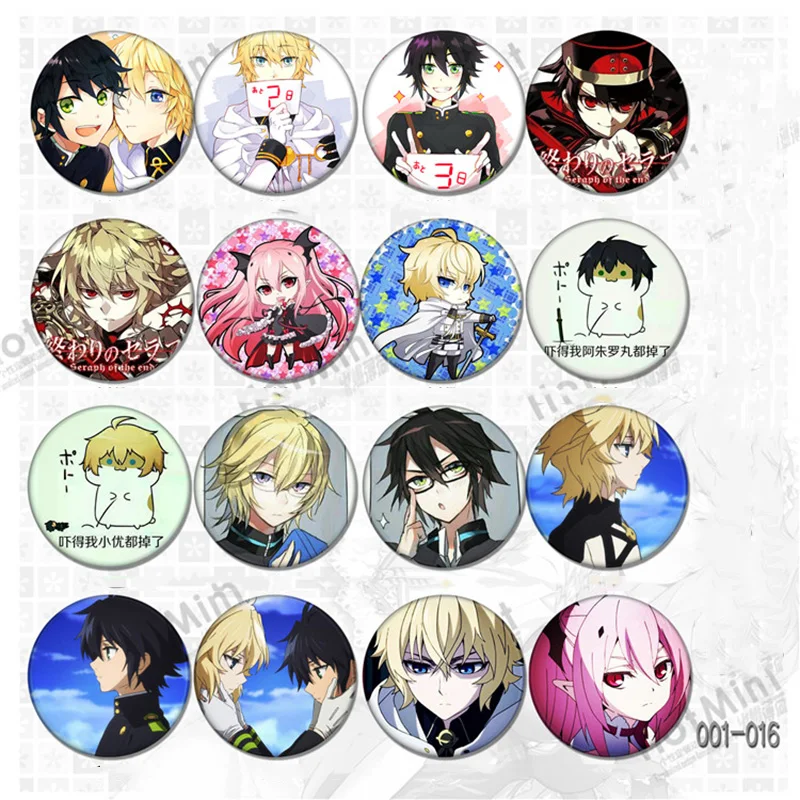 58 мм аниме Серафим конца Owari No аниме Mitsuba Sangu Hiiragi Shinoa Yuichiro Hyakuya Shiho Kimizuki значки брошь на булавке