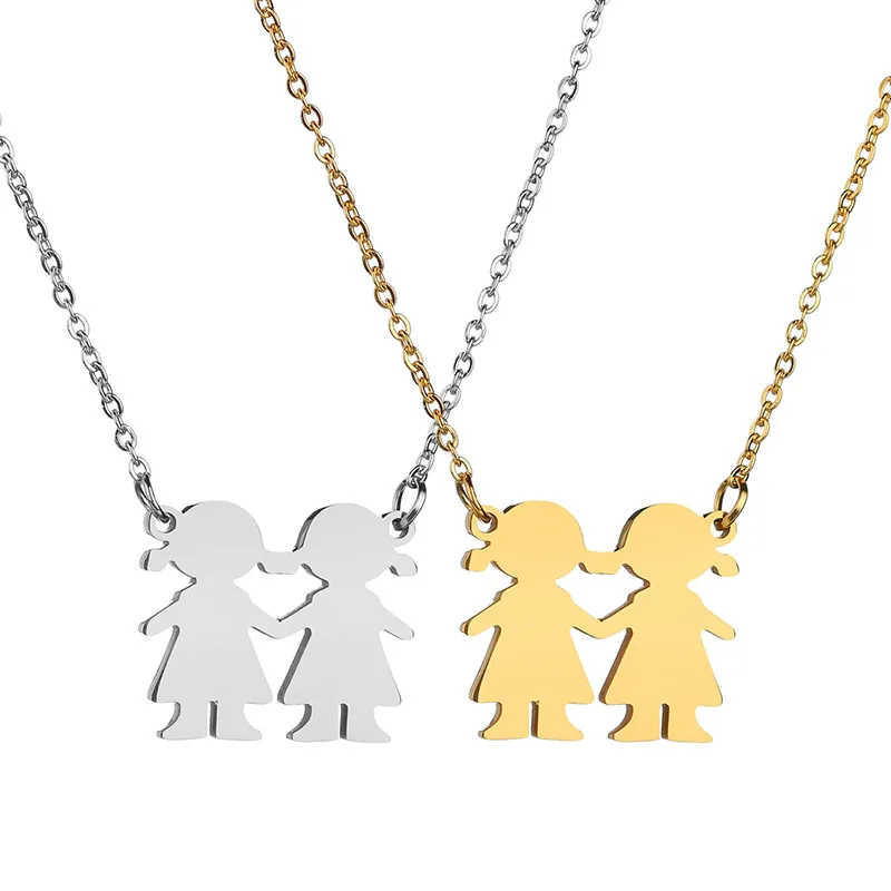 Ожерелье из нержавеющей стали для 2 девочек милое ожерелье золотого цвета с