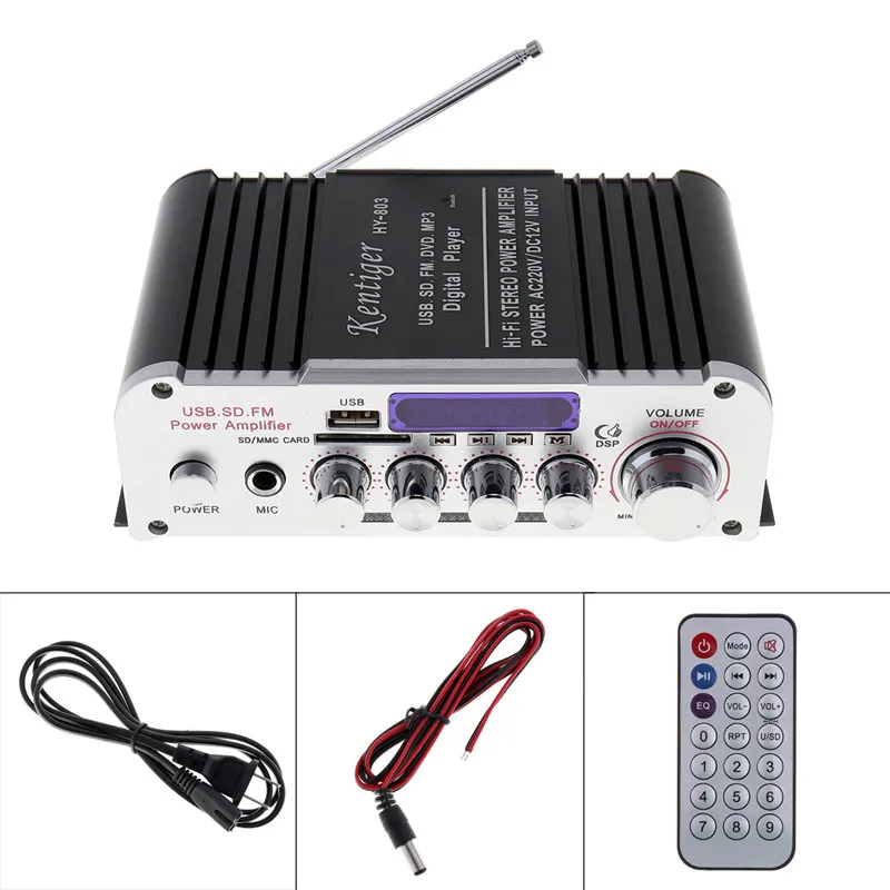 Kentiger 2CH Hi-Fi Bluetooth автомобильный аудио усилитель мощности fm-радио плеер Поддержка SD USB DVD MP3 вход для автомобиля мотоцикла дома