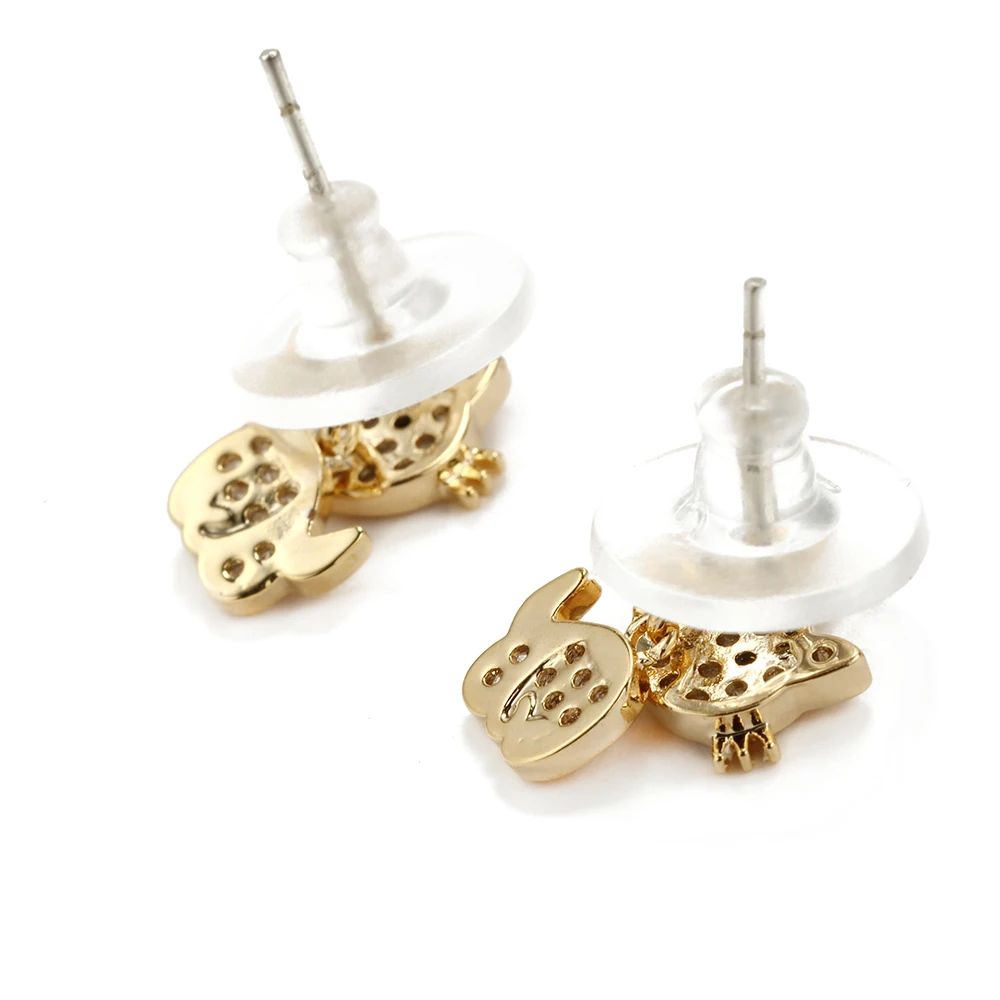 Женские серьги гвоздики с фианитом в форме кота милые романтичные для девушек