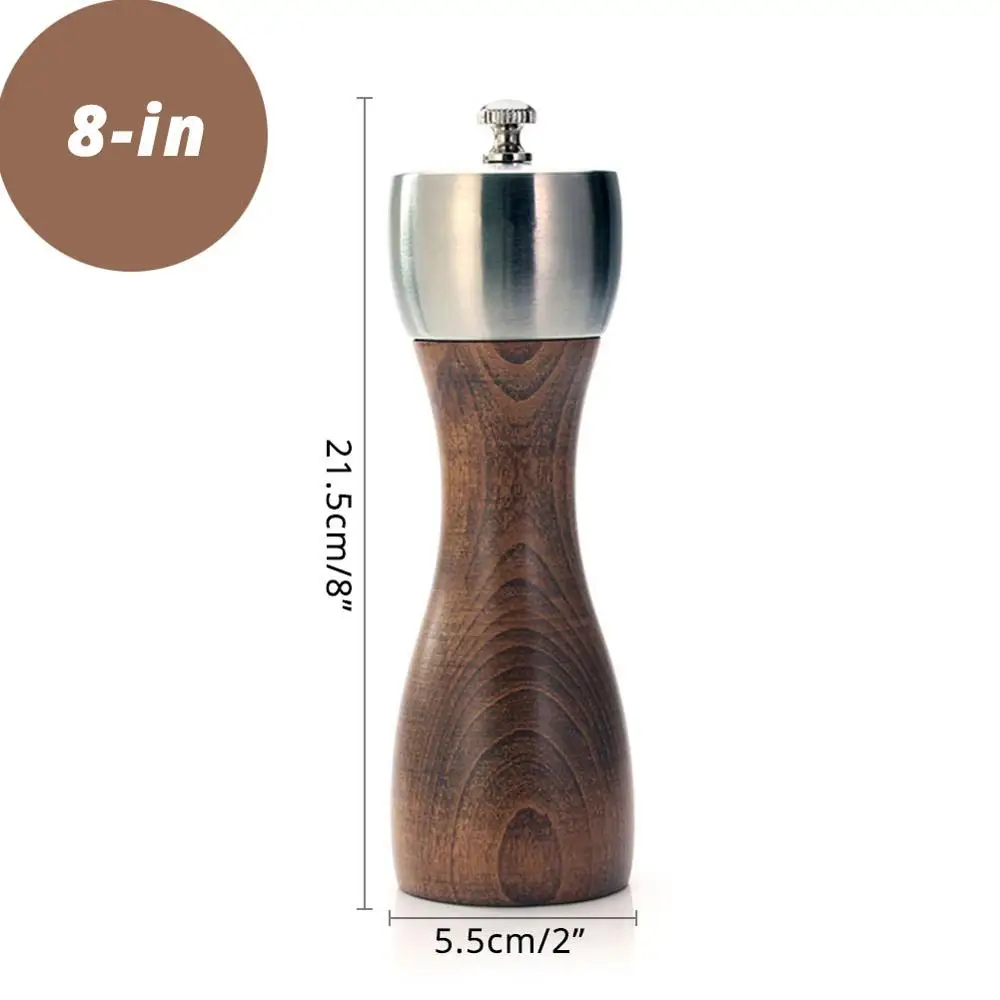 Brown 8 inch Лучшая деревянная мельница для перца-прецизионные Винтовые Канавки-свежеизмельчающий перец, травы и специи - Цвет: Brown 8 inch