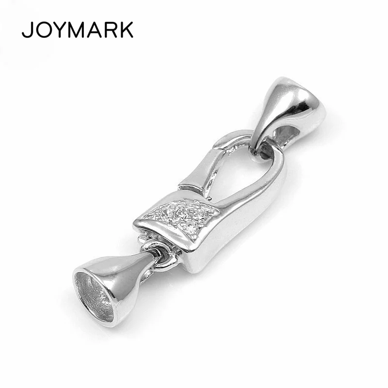 JOYMARK 925 пробы серебро микро проложить Циркон Омаров Конец Крышки застежка Разъем