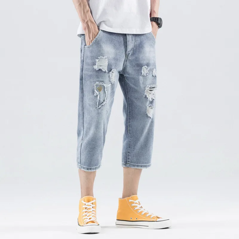 Джинсовые шорты мужские летние джинсовые джинсы короткие бермуды Скейтборд