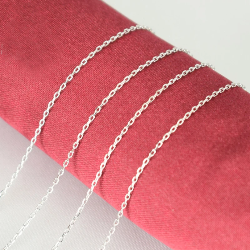 Настоящее Стерлинговое Серебро 925 пробы тонкое овальное ожерелье с цепочкой Rolo 1