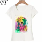 Новая красочная футболка с принтом золотистого ретривера в стиле Харадзюку, милые женские дизайнерские Топы с коротким рукавом и забавной собакой, красивая футболка для девочек, футболки