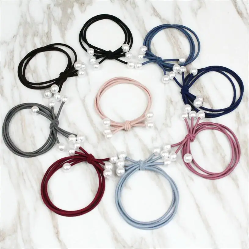 5 шт линия лук белый жемчуг волос кольцо три в одном Веревка Аксессуары для