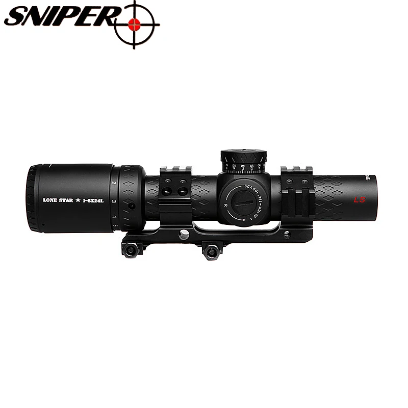 Снайперский LS 1-8X24 WA охотничий компактный оптический прицел тактический прицел Стекло гравированный Сетка Красный llluminate винтовка видеодатчик