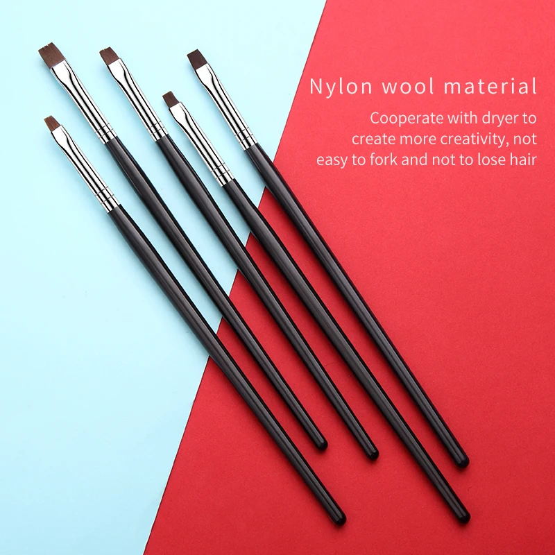 5Pc/Set Nail Art Flat Top Brush Gel Polish Tips UV Salon Pen DIY Painting Drawing Brushes | Красота и здоровье