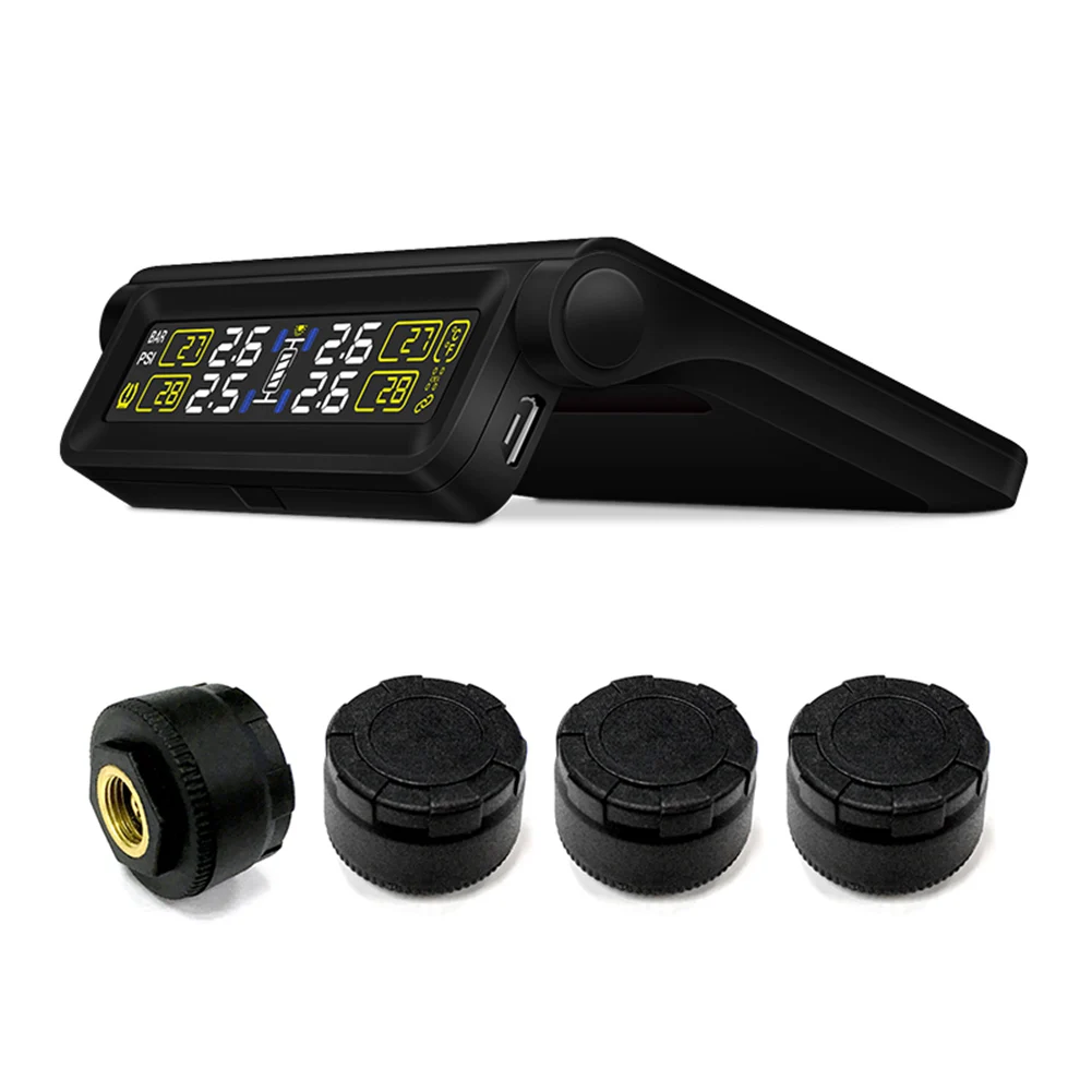 Умный автомобиль TPMS система контроля давления в шинах Солнечная энергия зарядка цифровой ЖК-дисплей Автоматическая охранная сигнализация s