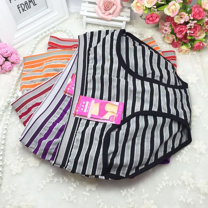 Дешевые опт 10 шт./лот ropa interior femenina хлопковое Полосатое Нижнее белье женские трусики размера плюс 5XL Нижнее белье женские трусы