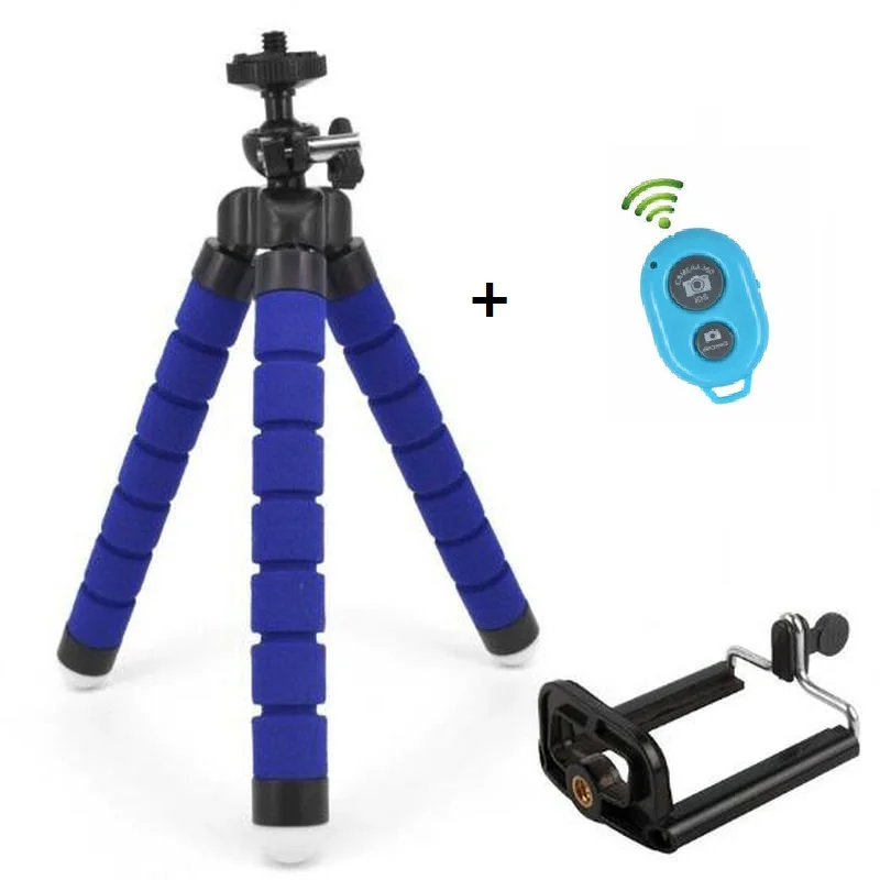 blue with remote Универсальный беспроводной Bluetooth штатив-Трипод с дистанционным управлением Гибкий Осьминог телефон камера селфи палка Штатив Держатель "осьминог" - Цвет: blue with remote