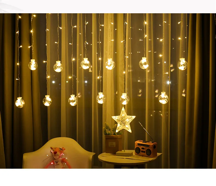 Круглый шар, светодиодный, звездное освещение, гирлянда, ЕС, 220 В, гирлянда, микро светодиодный провод, лампа, вечерние, рождественские, свадебные, домашние, настенные украшения