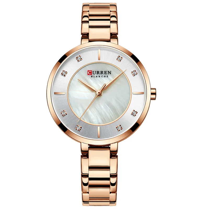 Rose Gold White CURREN женские часы водонепроницаемые синие женские часы Аналоговые Дата наручные часы для женщин модные кварцевые женские часы Reloj Mujer - Цвет: Rose Gold White