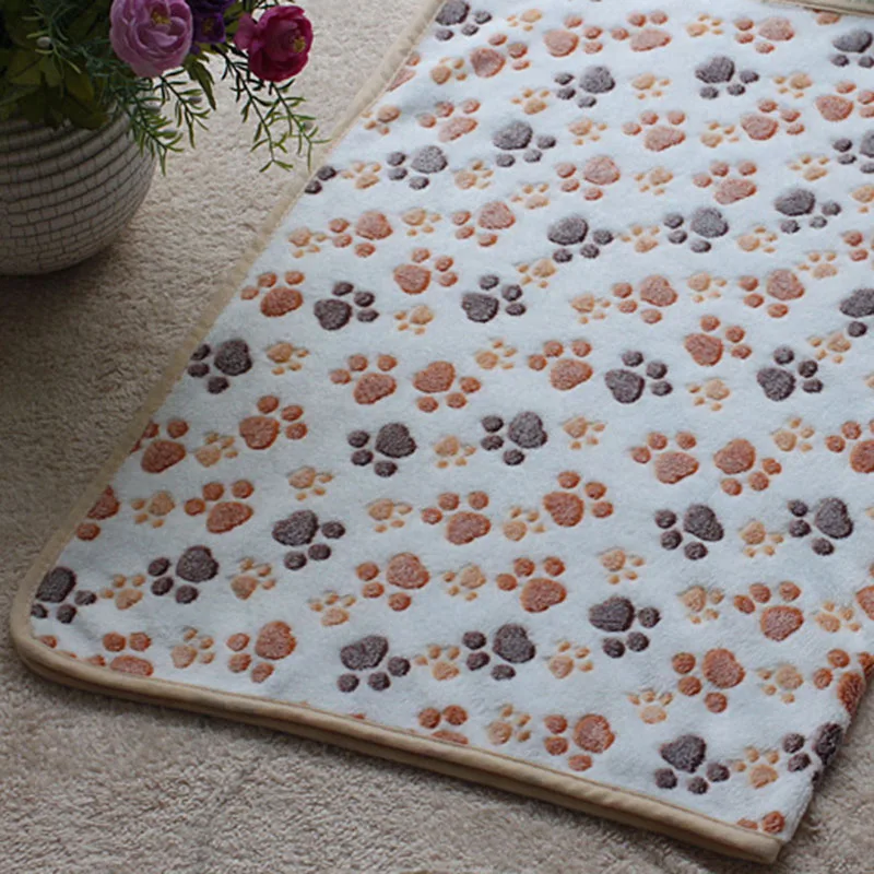 Милая домашняя собака теплая Цветочный Коврик лапа печать флис мягкое одеяло
