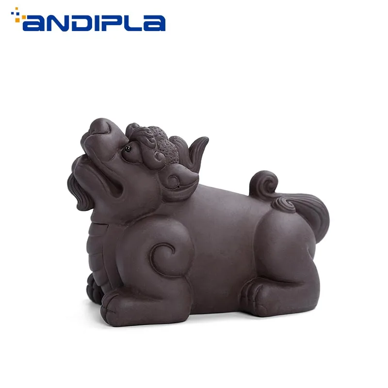 

Authentic Yixing Purple Clay Auspicious Feng Shui Tea Pet Chinese Boutique Lucky Brave Troop Figurine Crafts Home Car Decoration