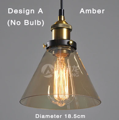 Amber Design A Современные подвесные светильники в скандинавском стиле, винтажная стеклянная лампа, для России, лофт, кухни, столовой, подвесные светильники в стиле ретро, E27, подвесной светильник Эдисона, стекло - Цвет корпуса: Amber Design A
