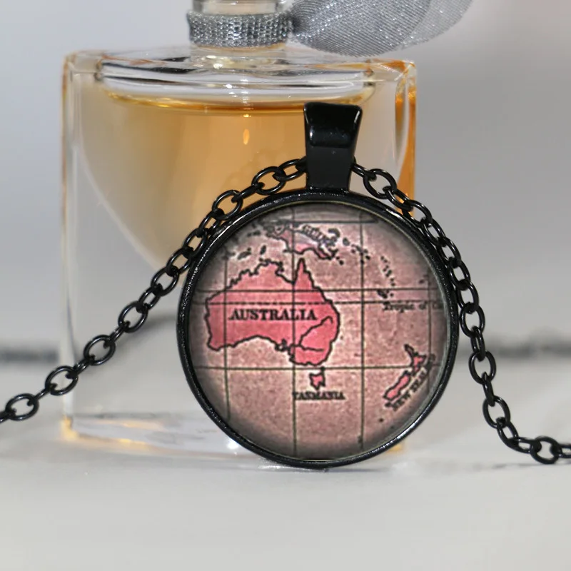 Австралию и Новую Зеландию Винтаж карта Цепочки ожерелья ювелирные изделия с