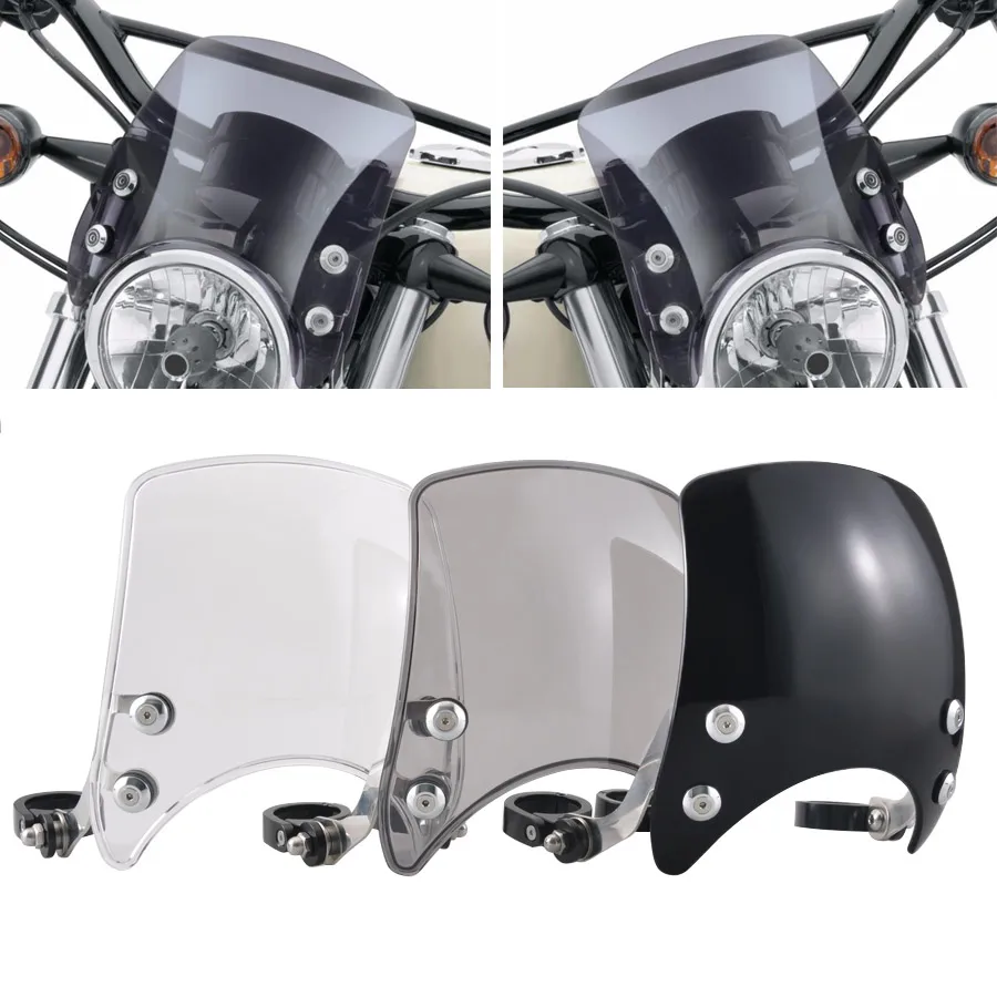 

Motorccle Adjustable Compact Sport Wind Deflector Windshield 39-41mm Clamps For Harley Sportster 04+ XL883 XL1200 Iron 48 72