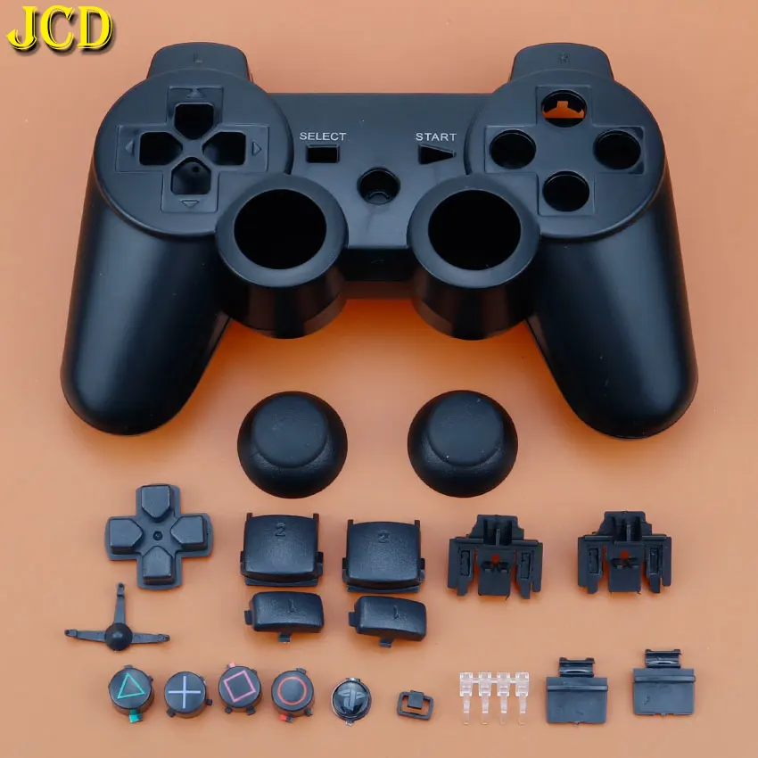 JCD для PS3 контроллер корпус Оболочка Чехол ж/Внутренняя Рамка полные кнопки аксессуары комплект для sony playstion 3 - Цвет: Черный