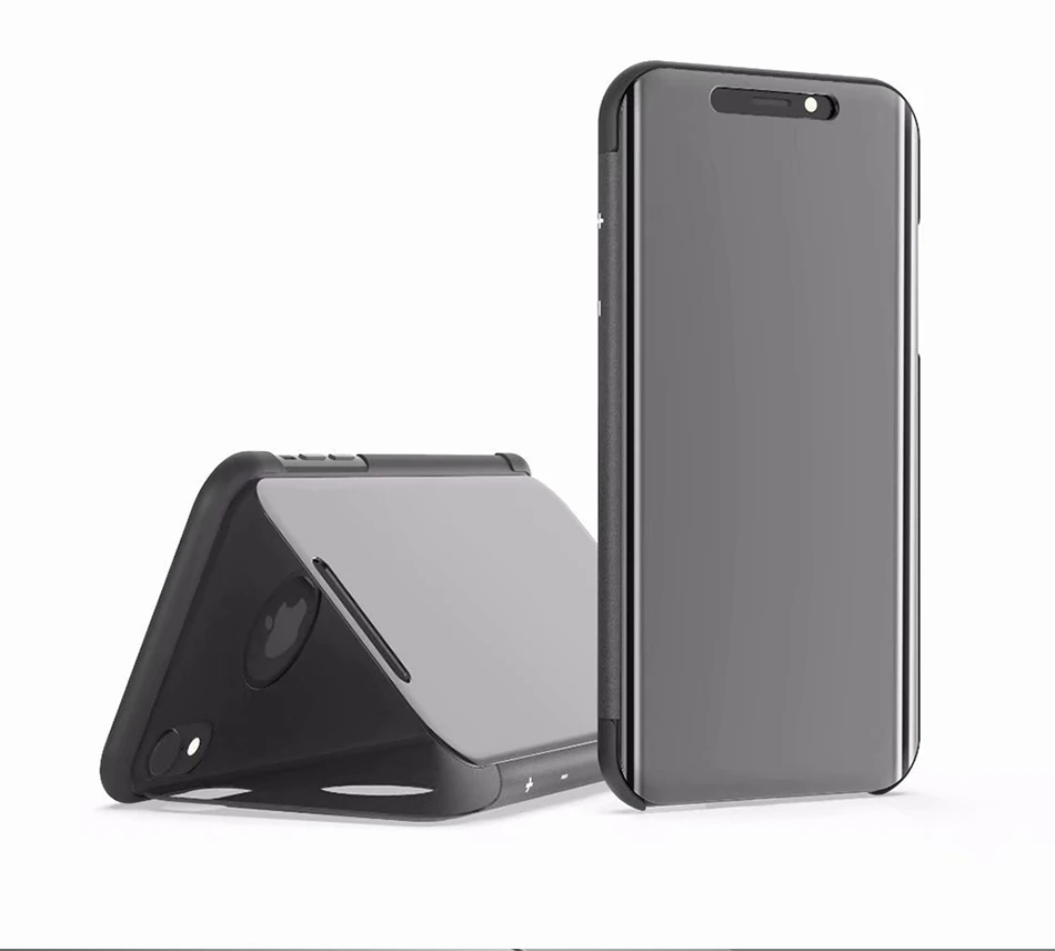 Прозрачный зеркальный чехол ALANGDUO для iPhone XS MAX XR Роскошный кожаный флип подставка