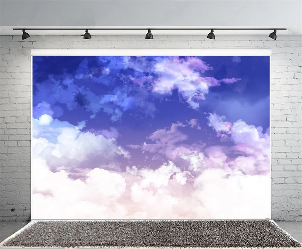 Laeacco Dream like Blue Sky White Clouds Portrait Photography Backgrounds Customized Photographic Backdrops For Photo Studio |
