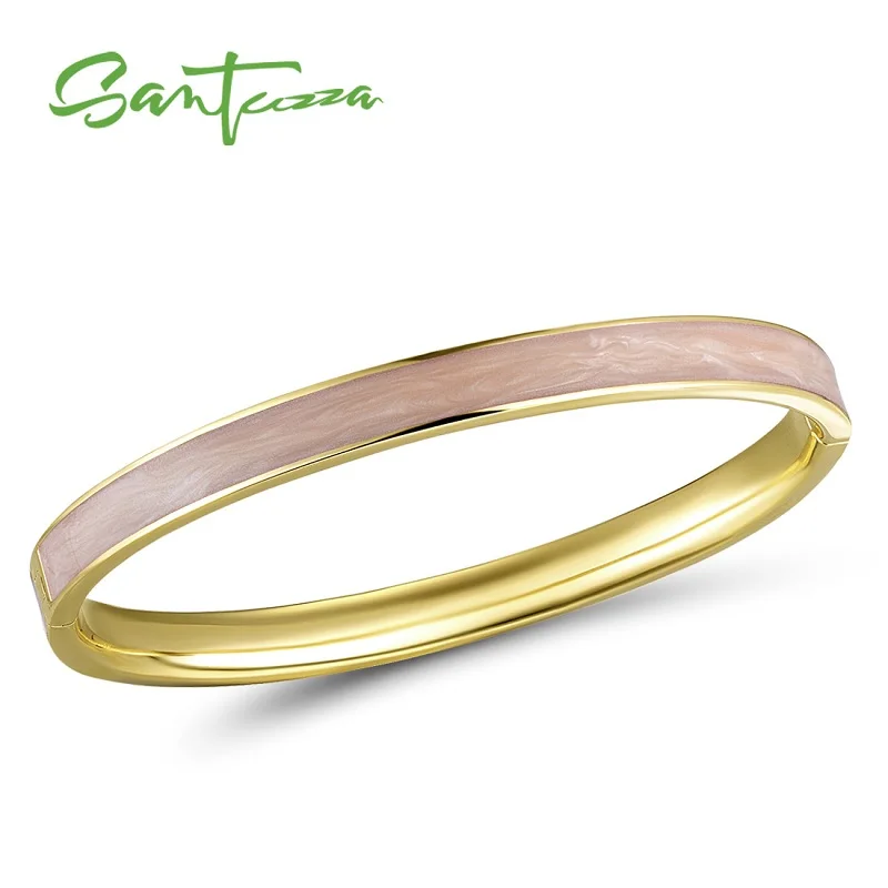 Gold Plated (Pink) SANTUZZA, женский браслет, простой, лаконичный, многоцветный, эмаль, браслет, высокое качество, вечерние, модные ювелирные изделия ручной работы - Окраска металла: Gold Plated (Pink)