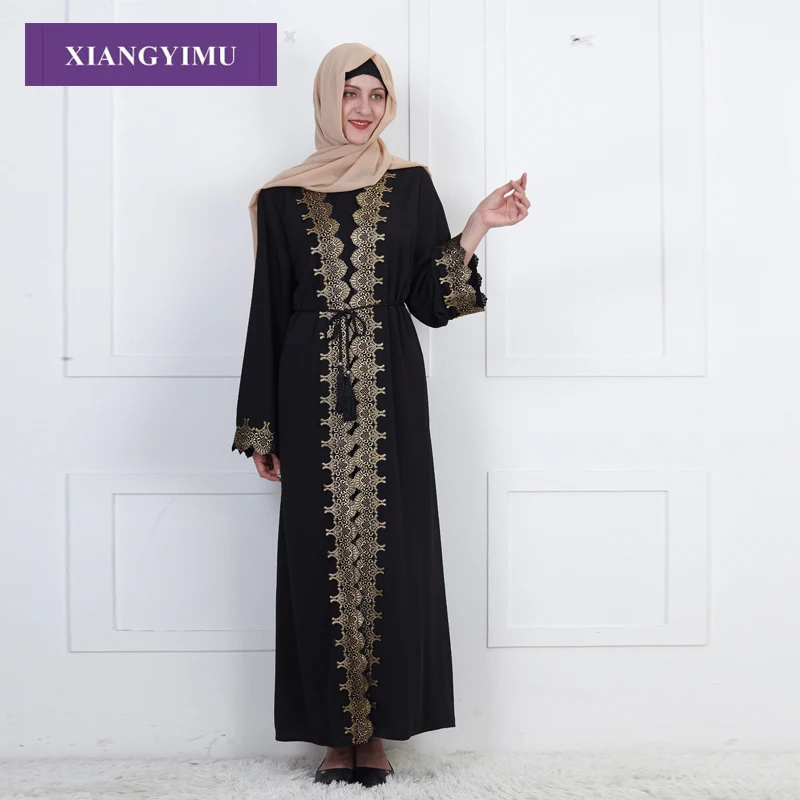 F812 мусульманская абайя модное вышитое платье Nida кардиган халат Jubah от производителя