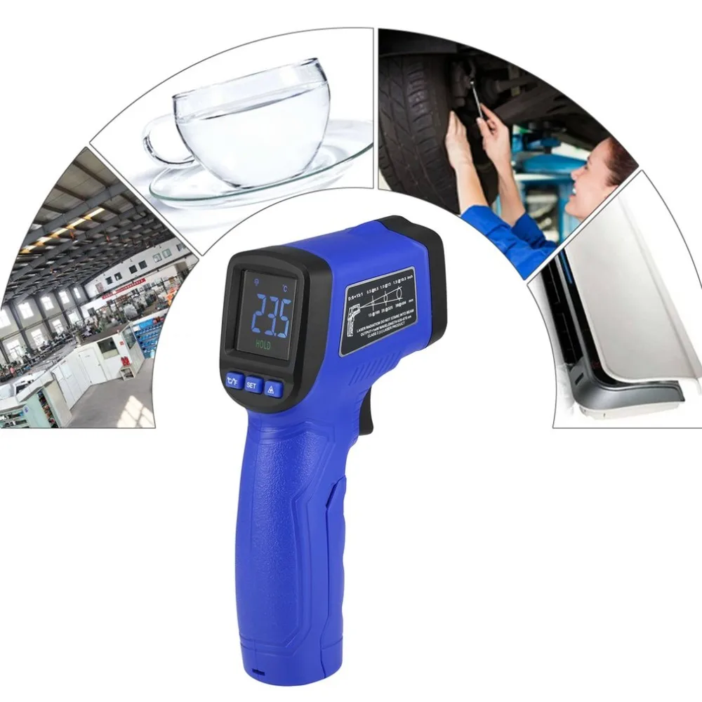 Digital Red Laser Infrared Thermometer Non-Contact IR Pyrometer LCD Temperature Meter Gun Point with Backlight For Industial Use |