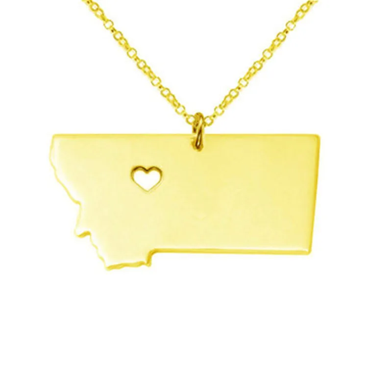 

Hot European and American Jewelry European and American Stainless Steel Montana American Map Necklace Pendant