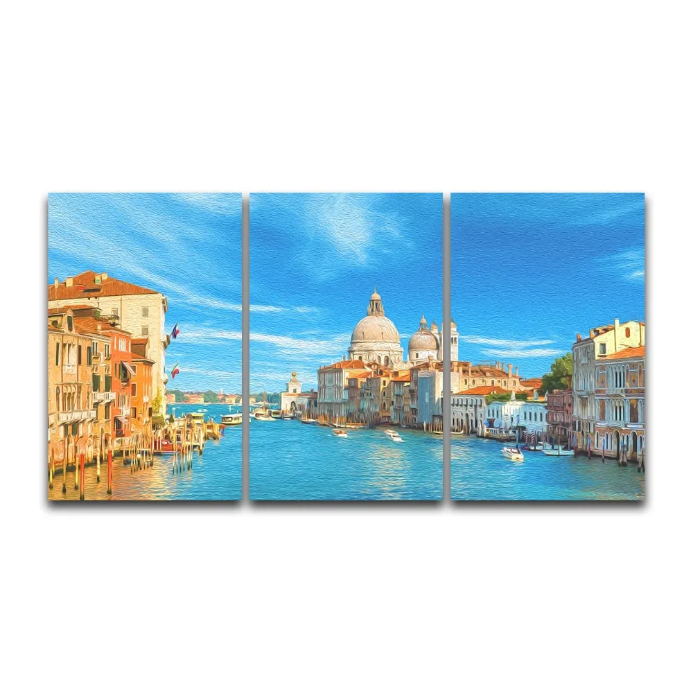 3 предмета в комплекте воды городской пейзаж живопись на холсте Модульная
