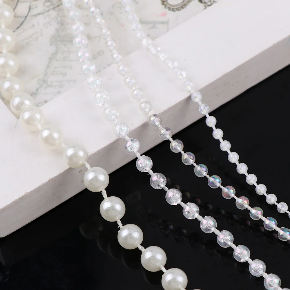 Прозрачная Круглая жемчужная цепочка AB цвета слоновой кости 1 метр отделка из